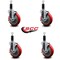 Service Caster 3.5'' Red Poly Swivel 1-1/8'' Expanding Stem Caster Set with Brake, 4PK SCC-EX20S3514-PPUB-RED-TLB-118-4 - alternate 3